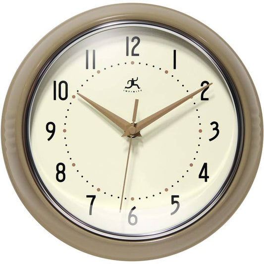 Retro Round Clock - Taupe