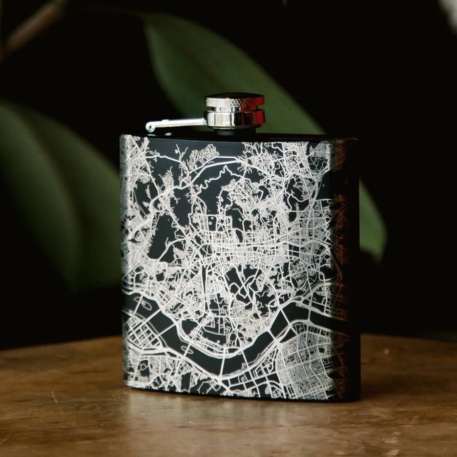 Long Beach Island NJ Map Hip Flask in Matte Black