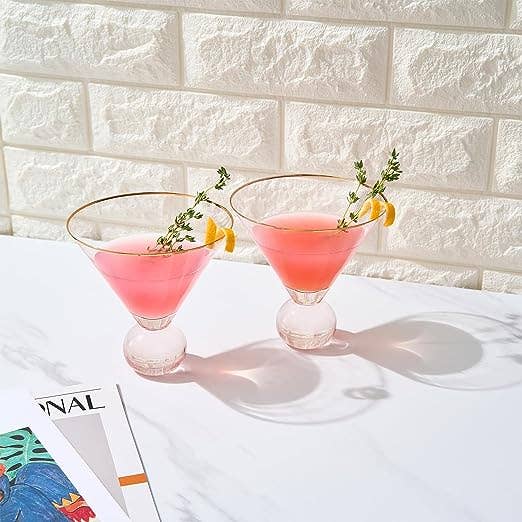 Khen Stemless Blush Pink Martini Glasses | Set of 2