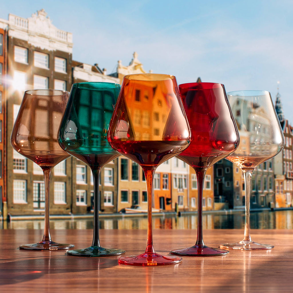 Colors of Amsterdam, City Wine Glassware | 5 Set, 20 OZ