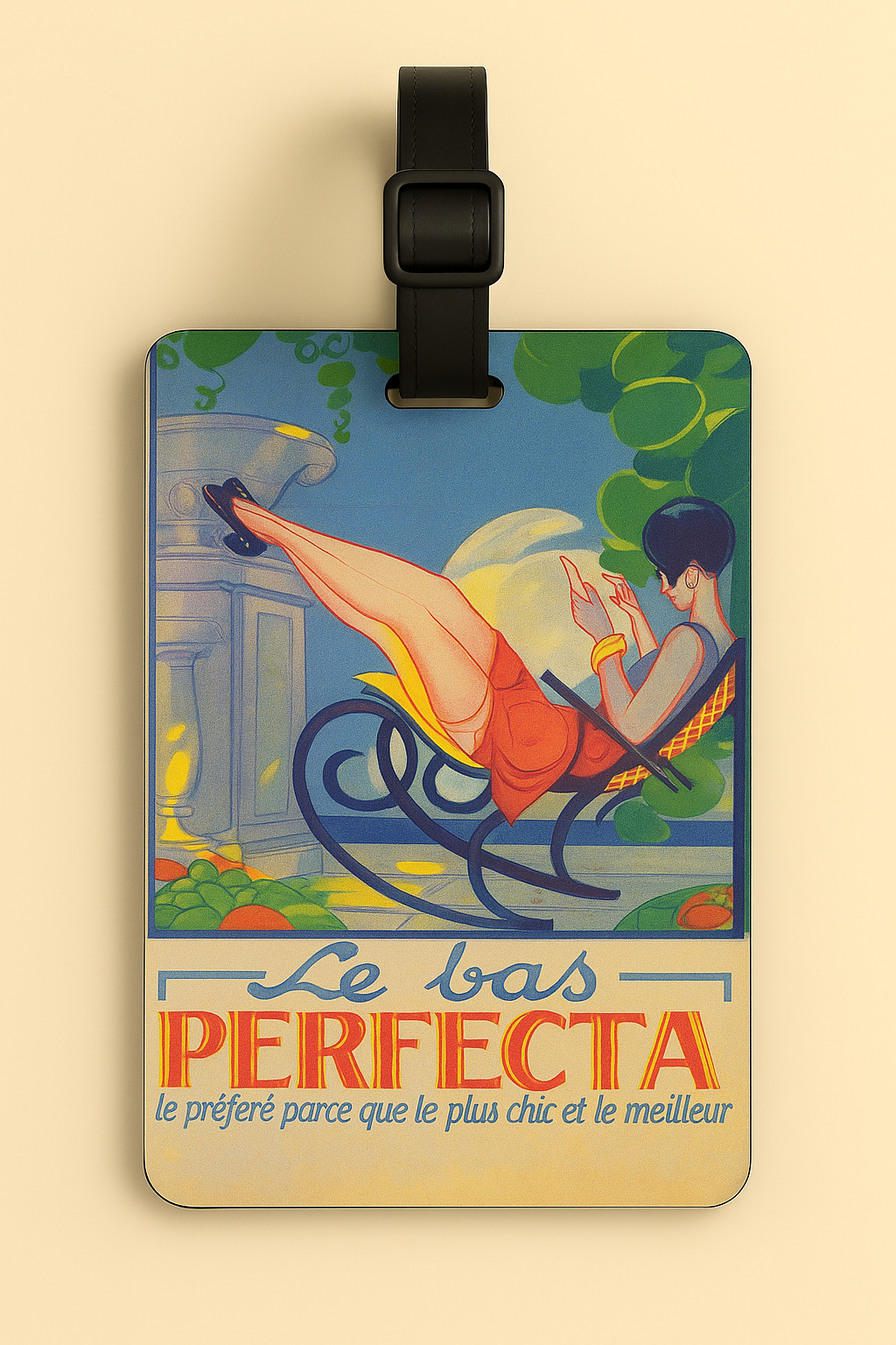 Vegan Leather Luggage Tags: Vintage Poster Art