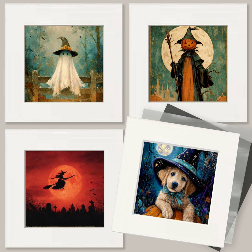 Ghost on a Fence Halloween Art Print - 8"x10" Artwork for 12"x14" Frame