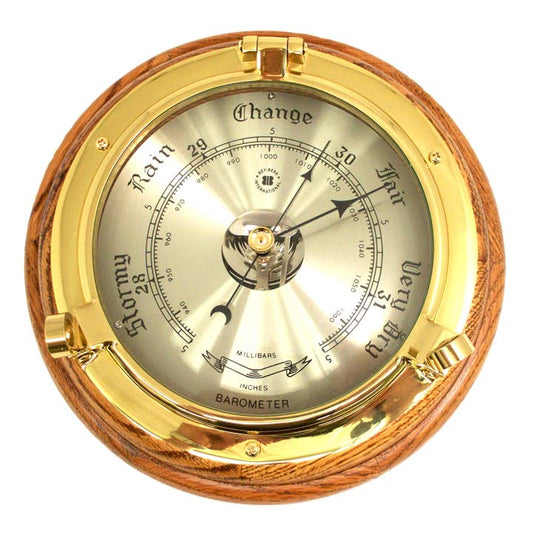Brass Ships Wheel Barometer