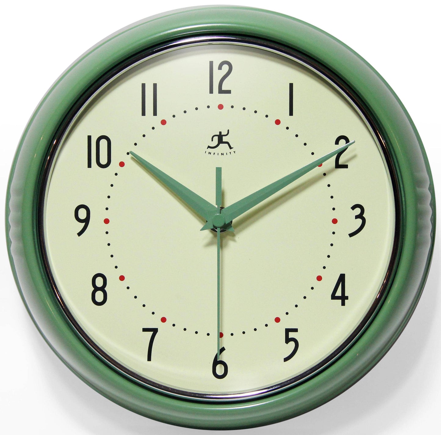 Retro Round Green Indoor Wall Clock 9.5 Inch
