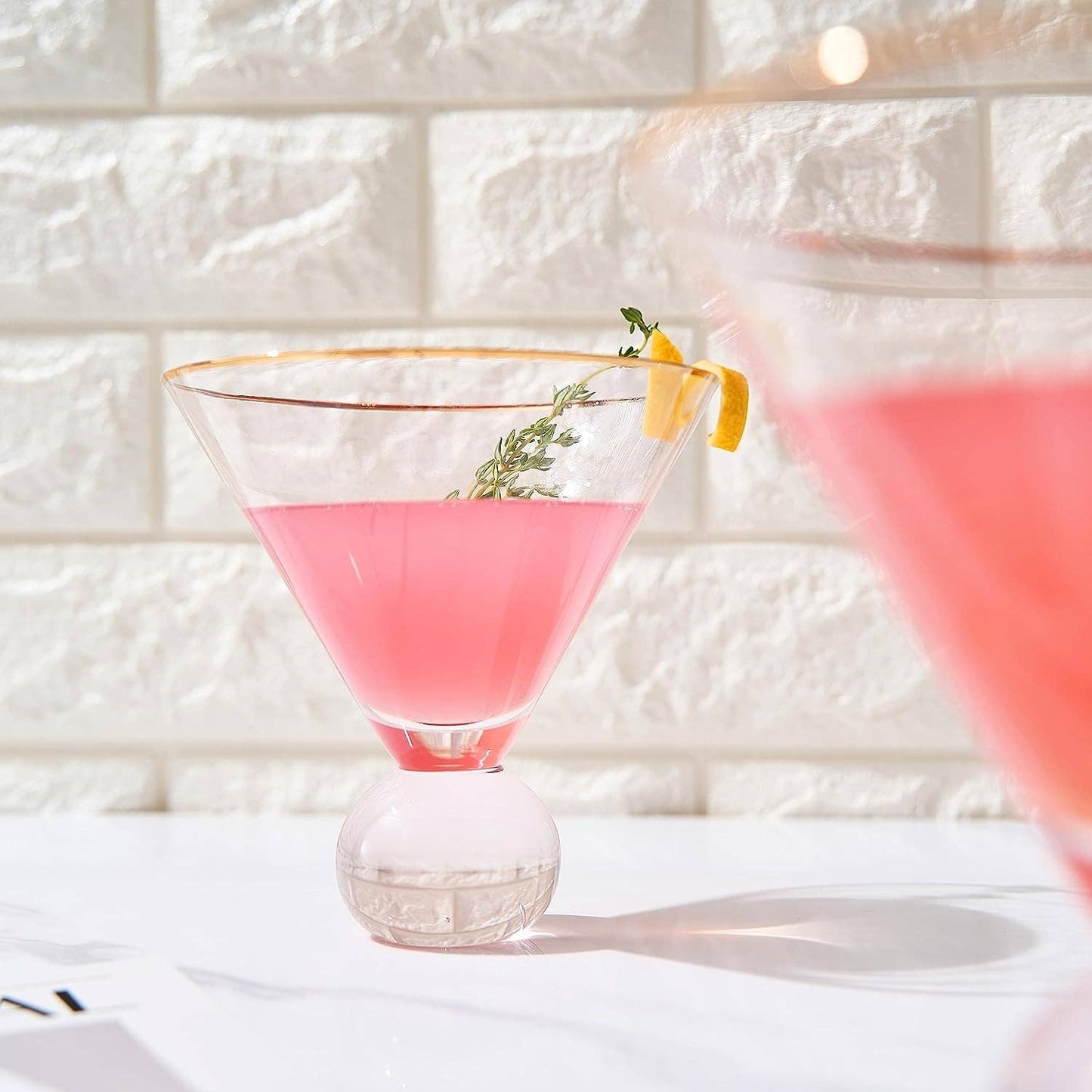 Khen Stemless Blush Pink Martini Glasses | Set of 2