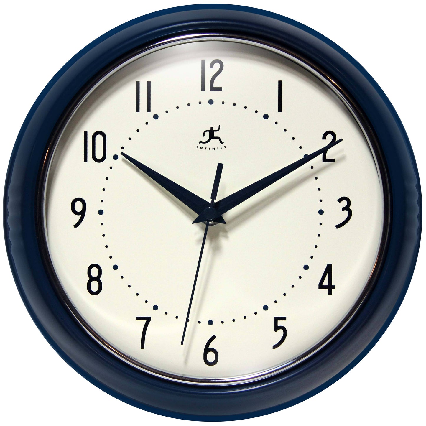 Retro Round Navy Blue Indoor Wall Clock 9.5 Inch