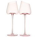 Khen Pink Wine Glasses Set of 2 Red Blush Color 18oz Slanted