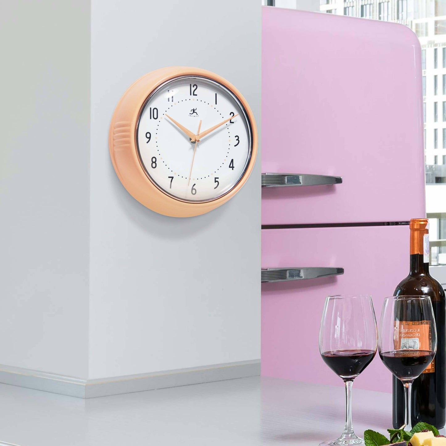 Retro Round Peach Fuzz Indoor Wall Clock 9.5 Inch