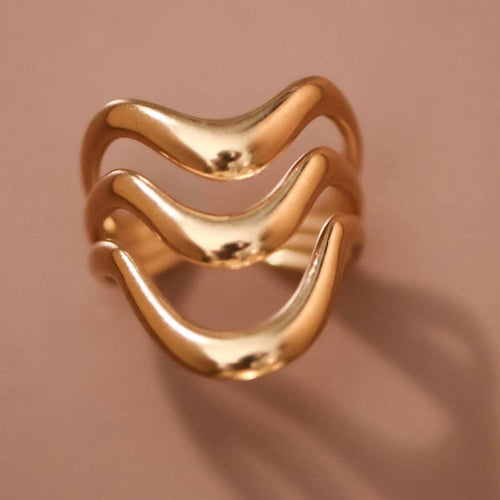 18K Gold Plated Waterproof Stainless Steel Ring - 7855