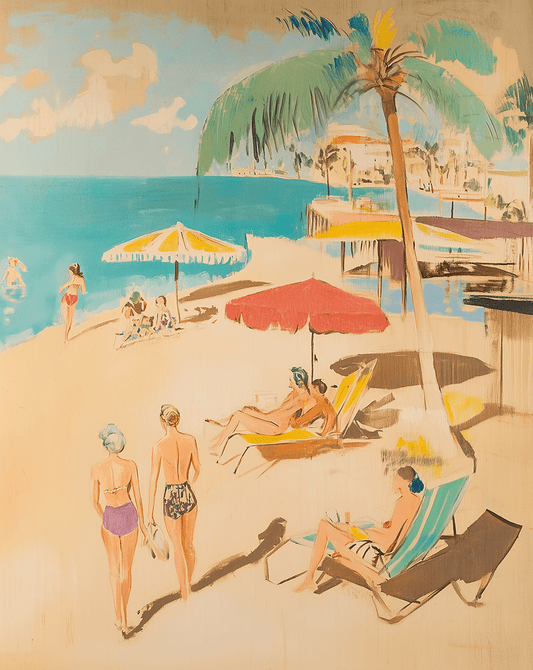 1950's French Riviera Beach 8”x10” Art Print