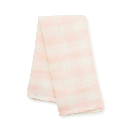Pink Check Linen Dish Towel