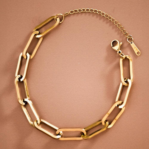 18K Gold PVD Plated Waterproof Stainless Steel Chain Bracelet - 7351