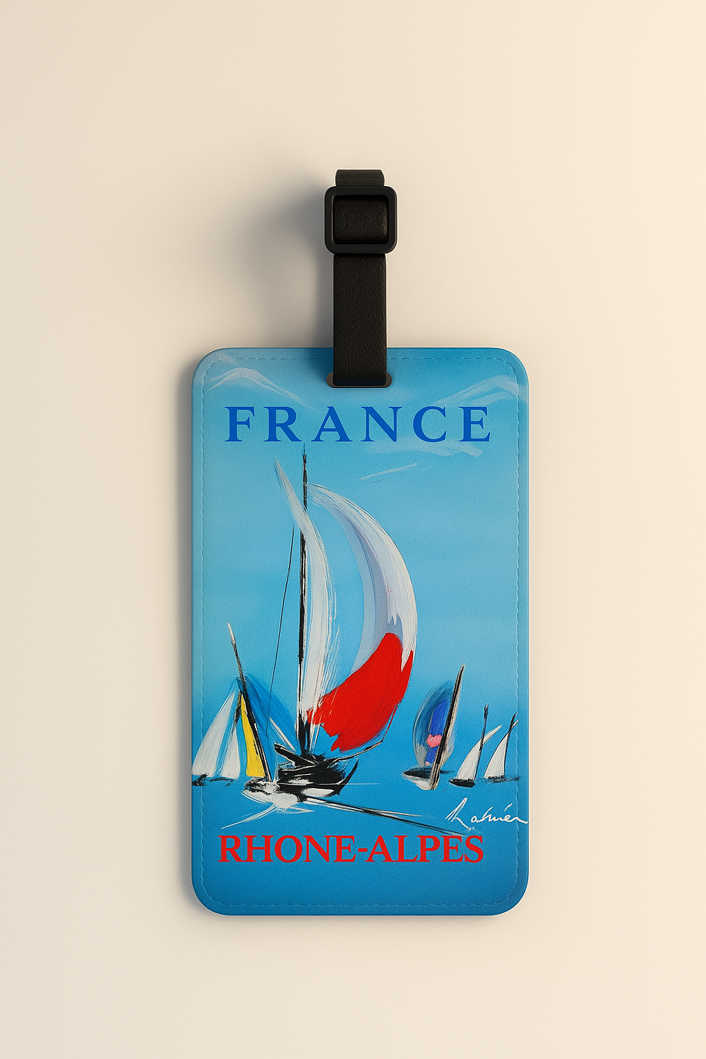 Vegan Leather Luggage Tags: Vintage Poster Art