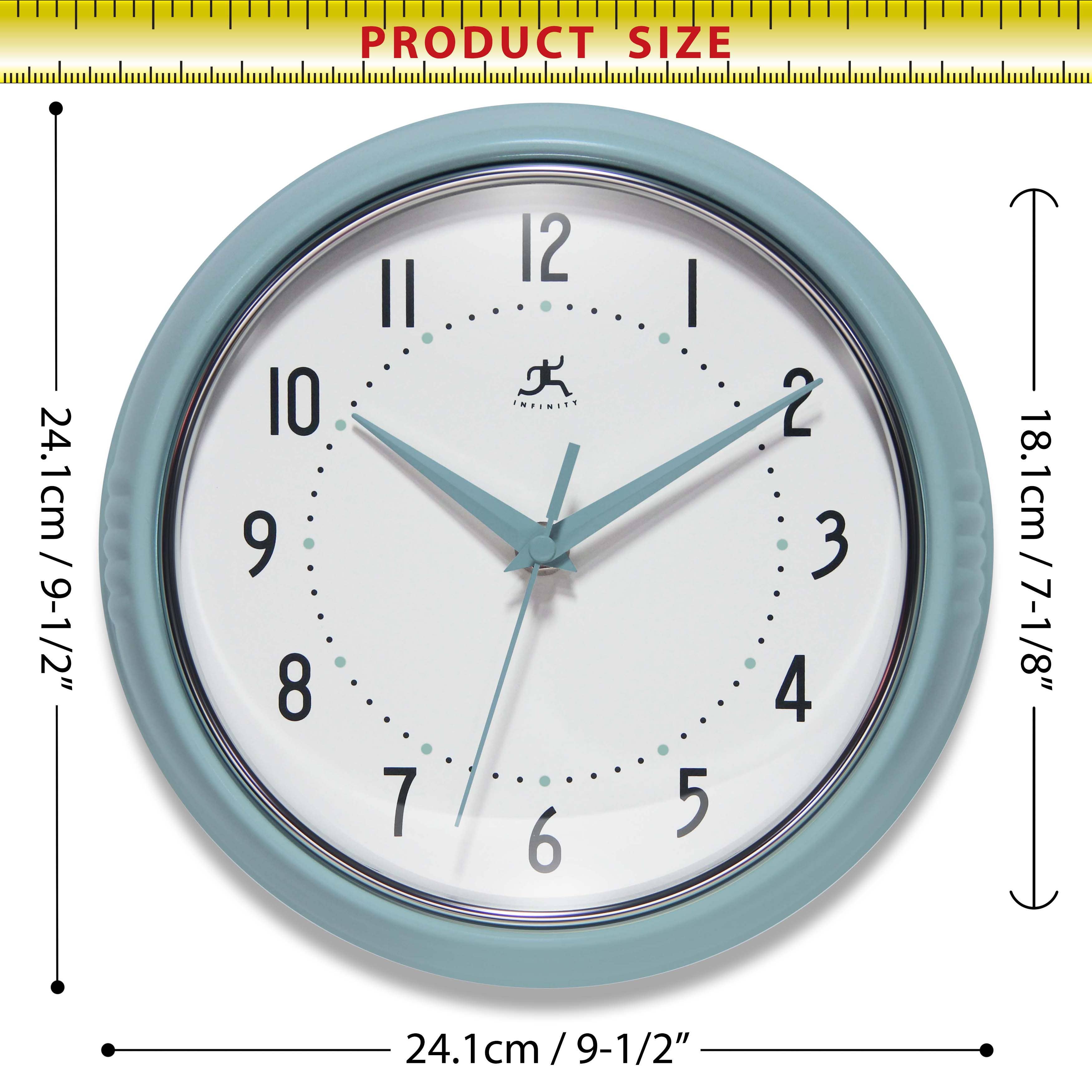 Retro Round Baby Blue Indoor Wall Clock 9.5 Inch