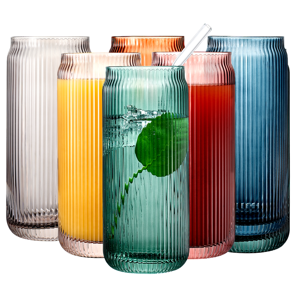 Drinking Glass & Glass Straw -Muted 16oz