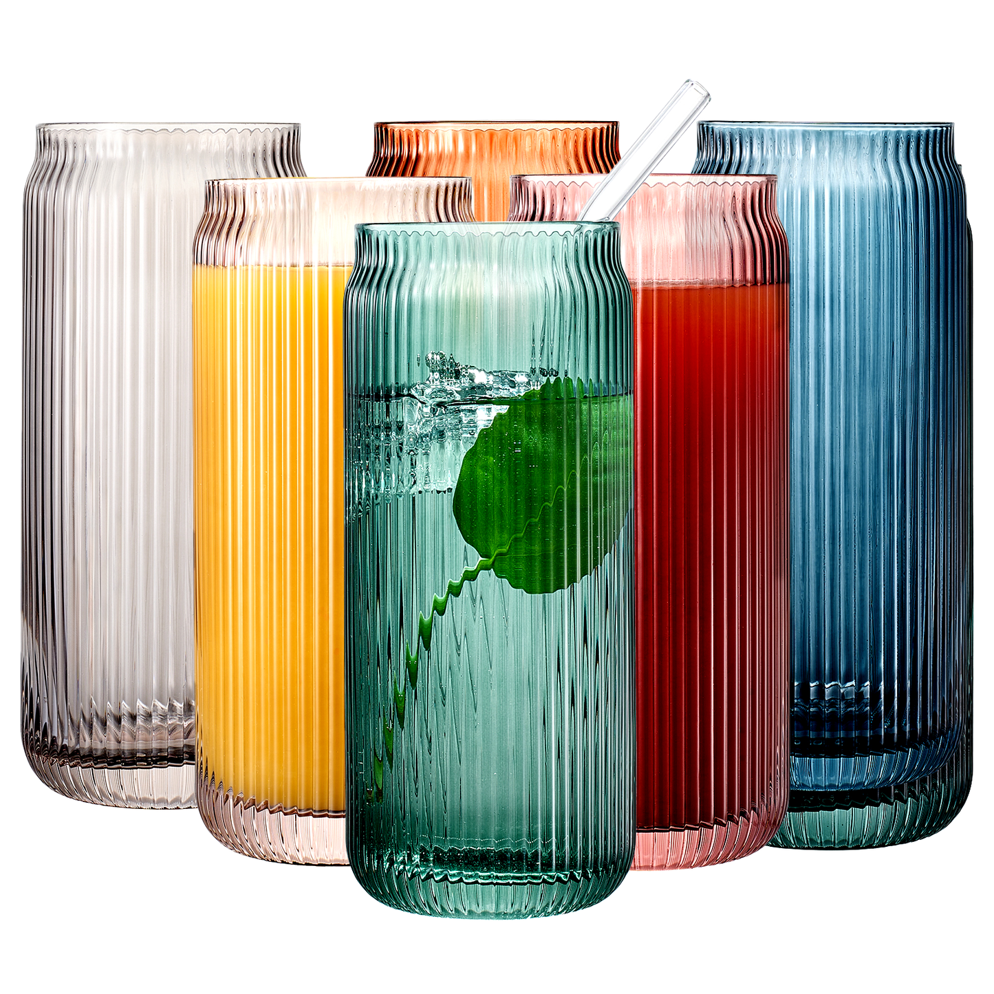 Drinking Glass & Glass Straw -Muted 16oz
