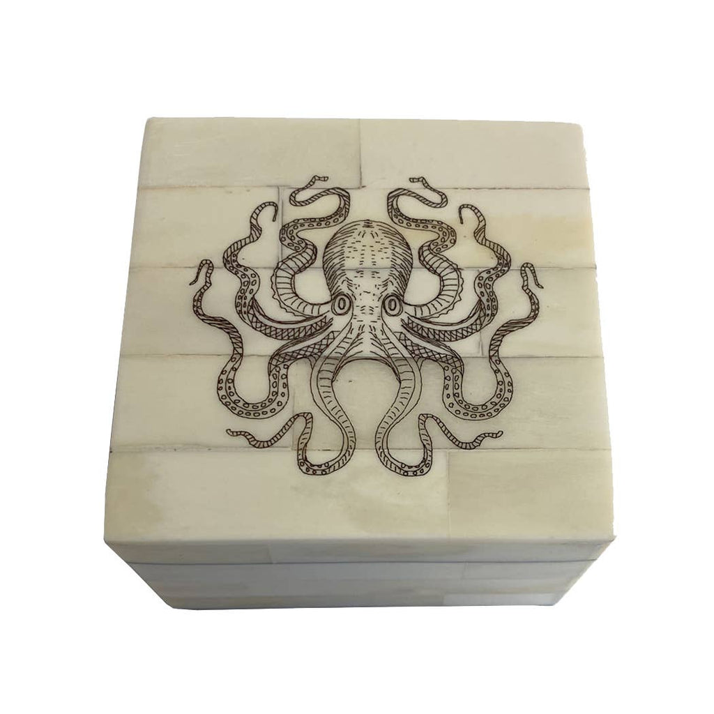 3-1/4"  Octopus White Bone Box