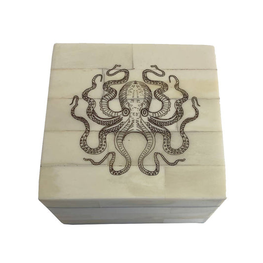 3-1/4"  Octopus White Bone Box