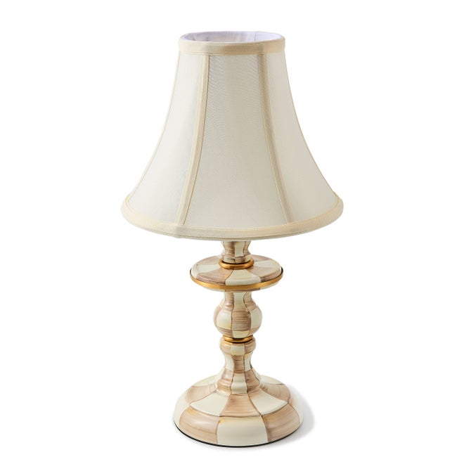 Mocha Check Candlestick Lamp