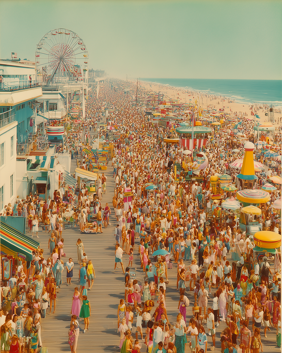 Vintage 1950's Beach Boardwalk 8”x10” Art Print