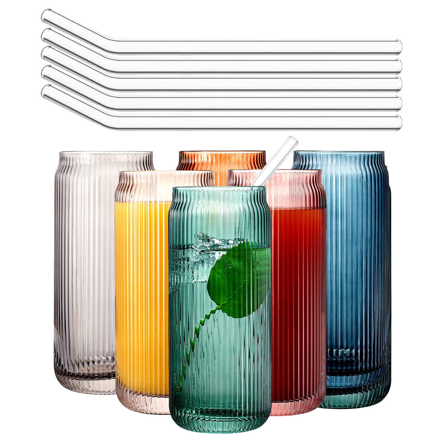 Drinking Glass & Glass Straw -Muted 16oz