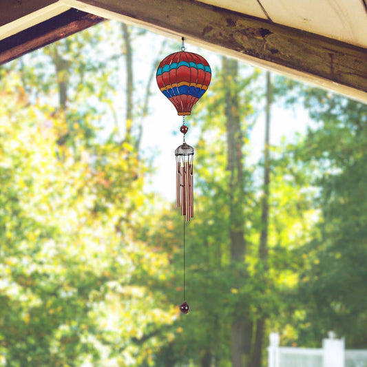 31"long Red Air Balloon Wind Chime Copper Gem Home Decor