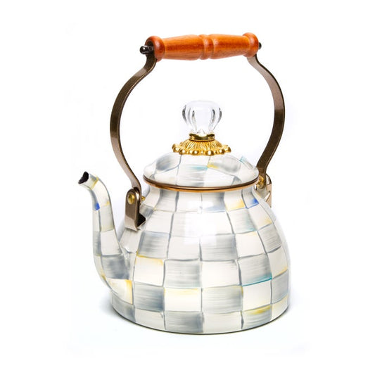 Sterling Check Enamel Tea Kettle - 2 Quart