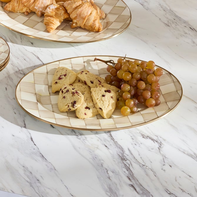 Mocha Check Small Oval Platter