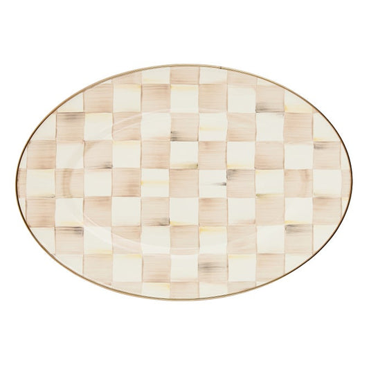 Mocha Check Small Oval Platter