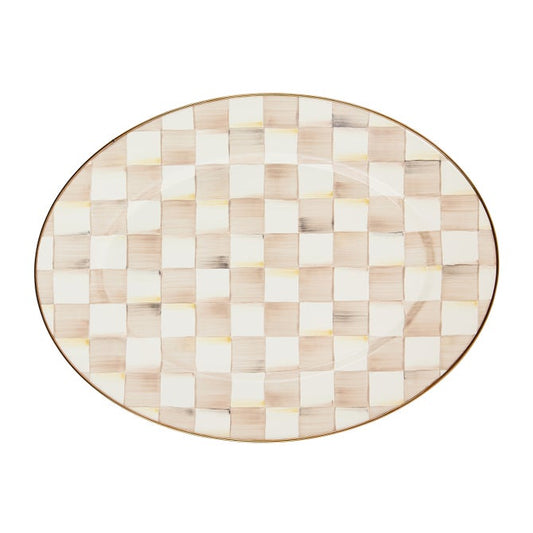 Mocha Check Medium Oval Platter