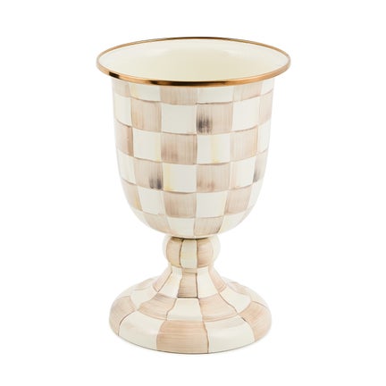 Mocha Check Pedestal Vase