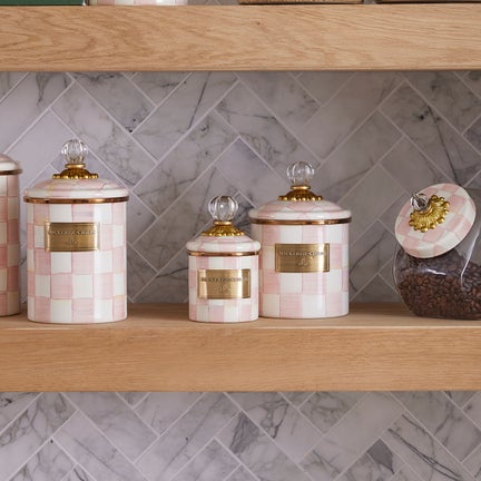 Rosy Check Enamel Canister Mini