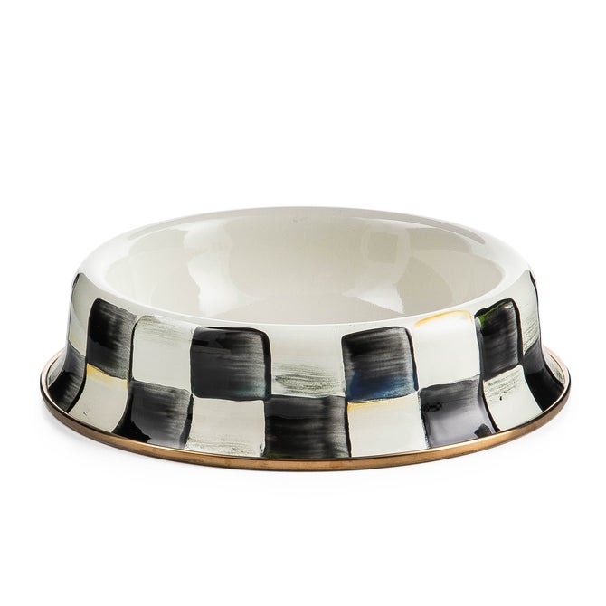 Courtly Check Enamel Cat Dish