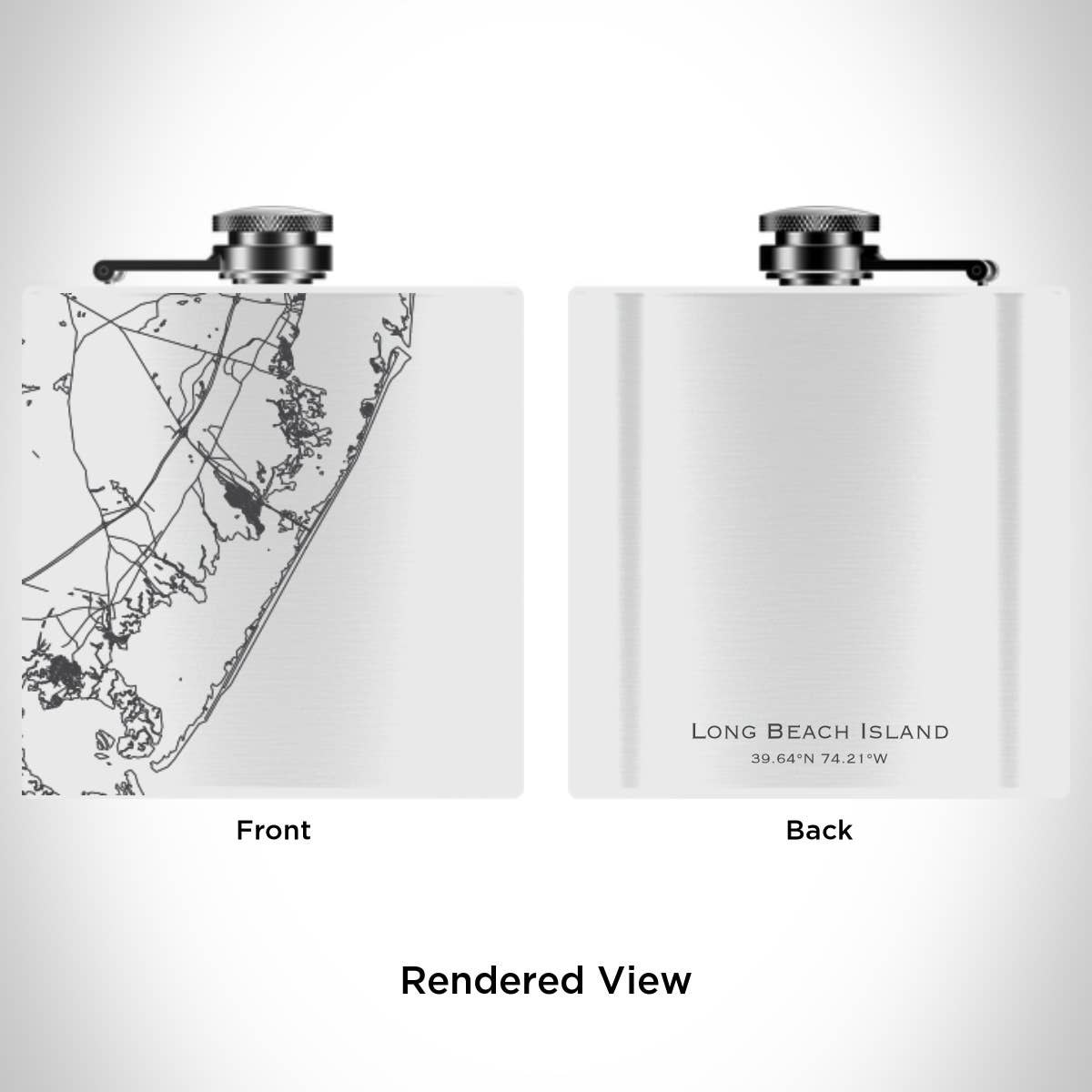 Long Beach Island NJ Map Hip Flask in Matte White