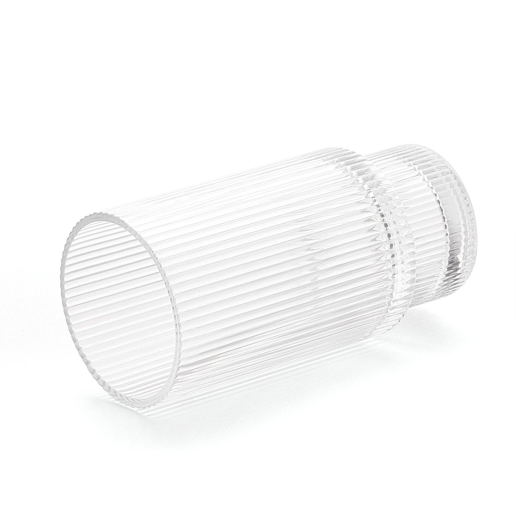 Vintage Art Deco Crystal Highball Ribbed Glass Set of 4