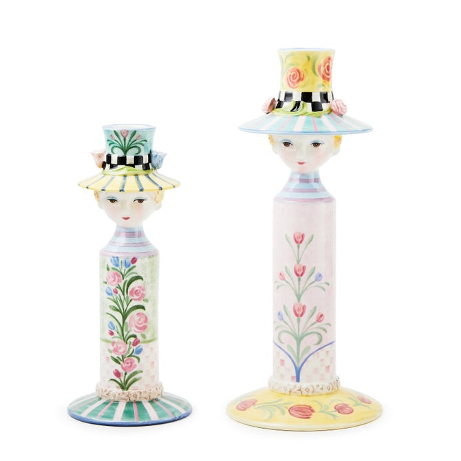 Rosy Meadow Lady Candle Holders Set of 2