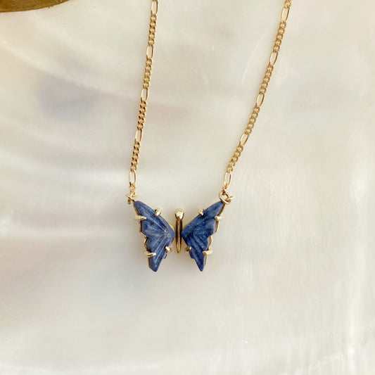 Blue Quartz Butterfly Necklace
