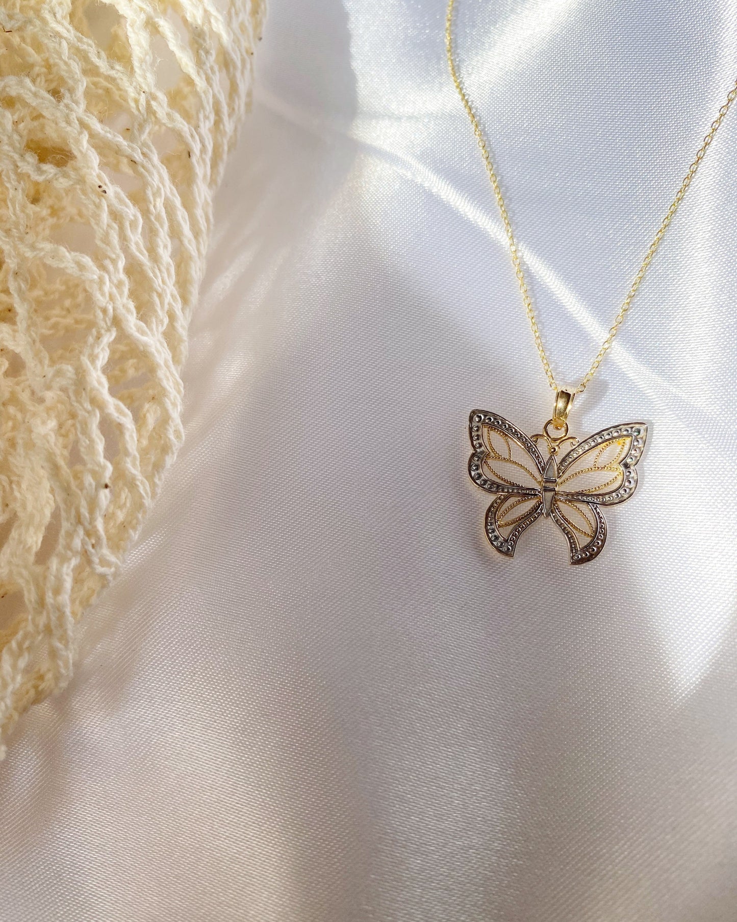 Gold & Rhodium Butterfly Necklace