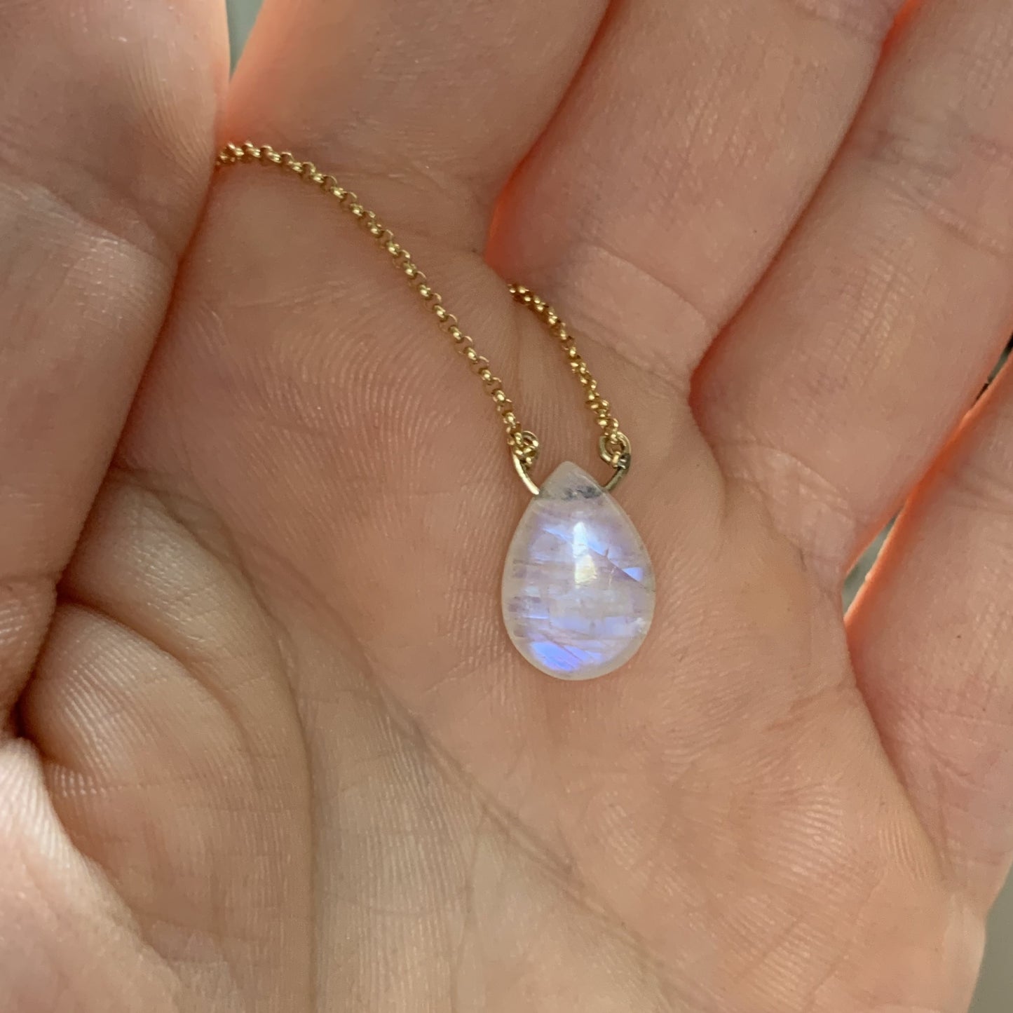 Solitaire Pear Moonstone Necklace