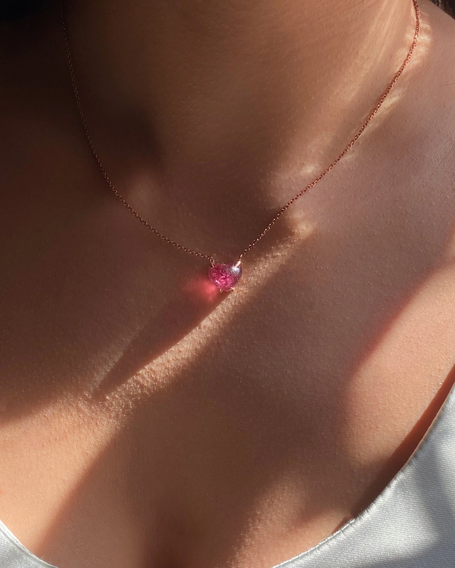 Small Solitaire Pink Tourmaline Necklace