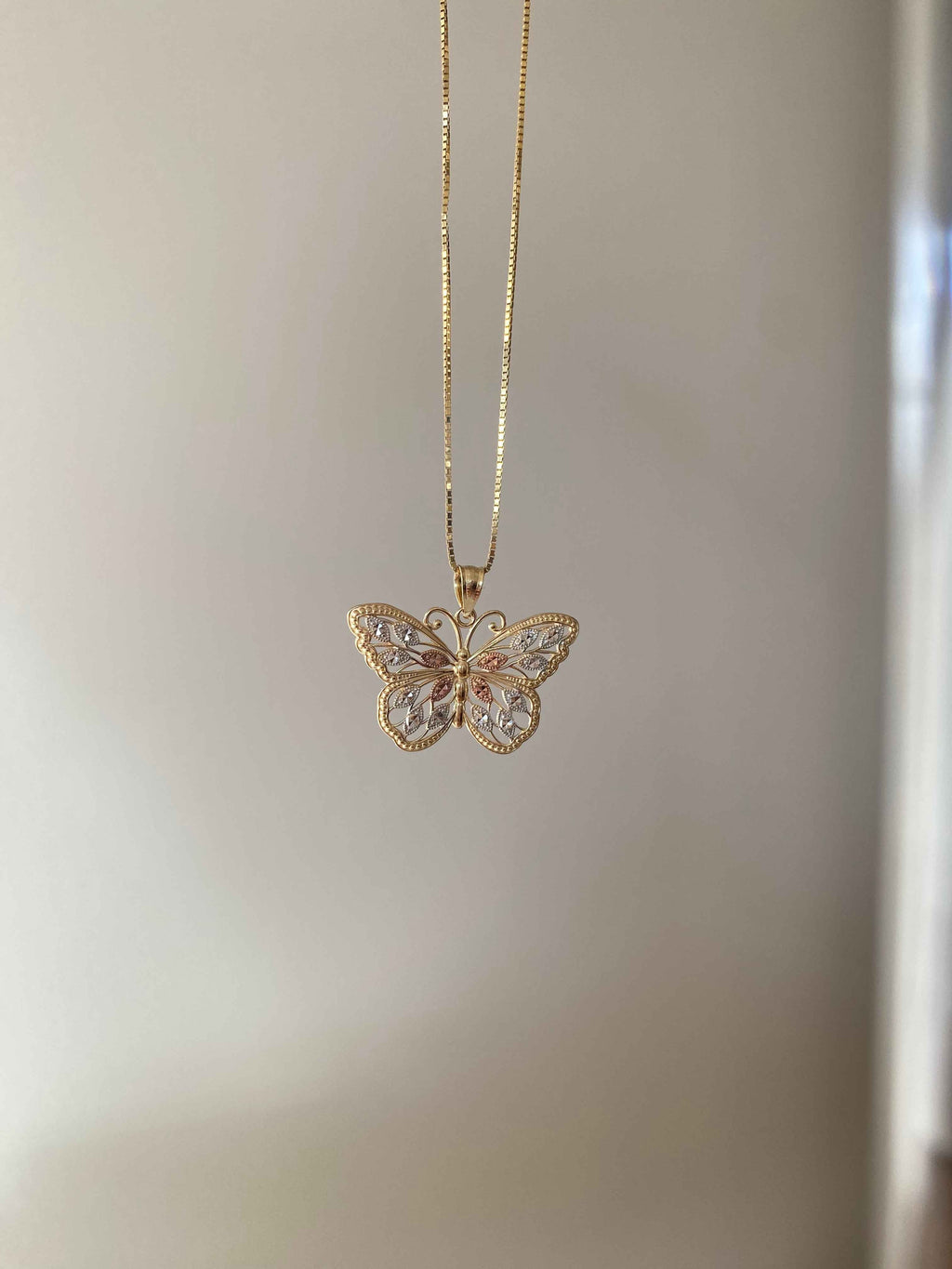 Yellow Gold Butterfly Necklace
