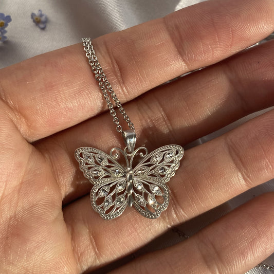 White Gold Butterfly Necklace