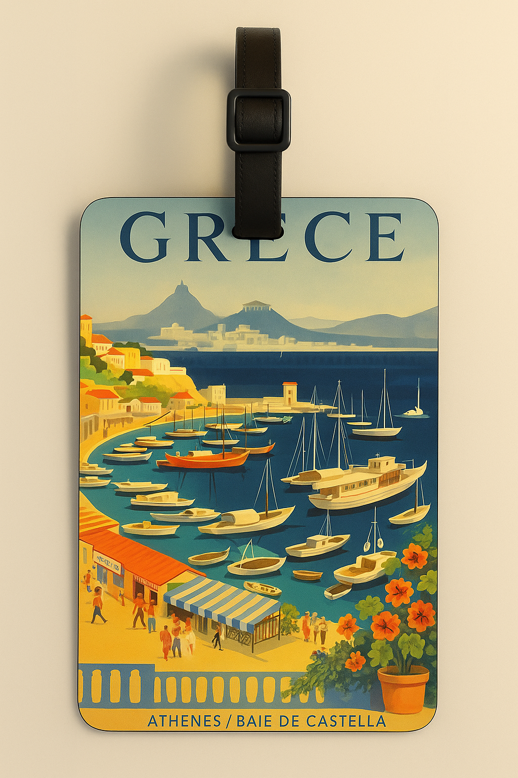 Vegan Leather Luggage Tags: Vintage Poster Art