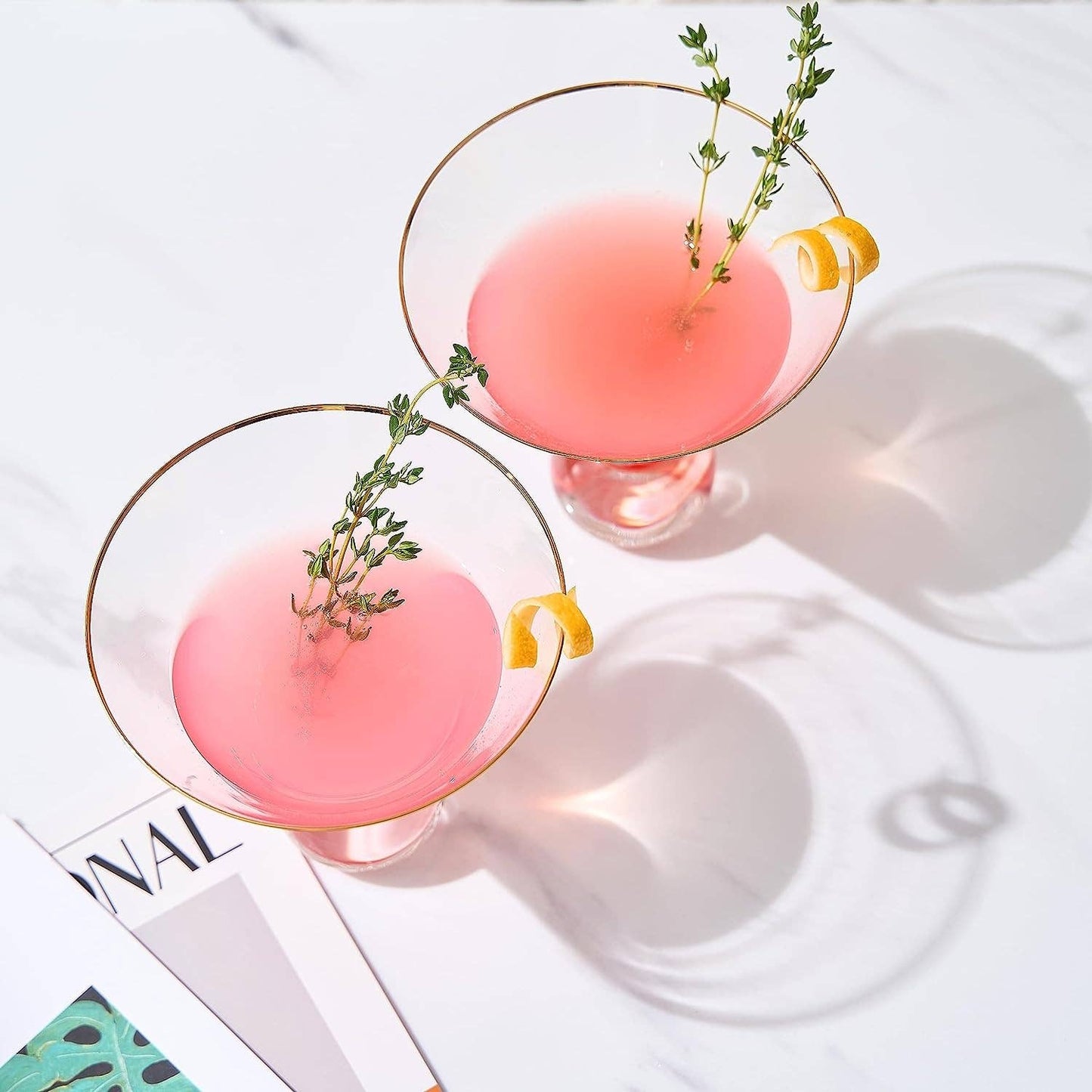 Khen Stemless Blush Pink Martini Glasses | Set of 2