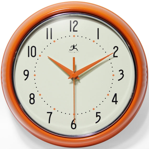 Retro Round Clock - Orange