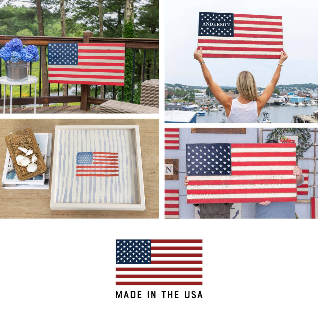 American Flag Watercolor Twine Sign