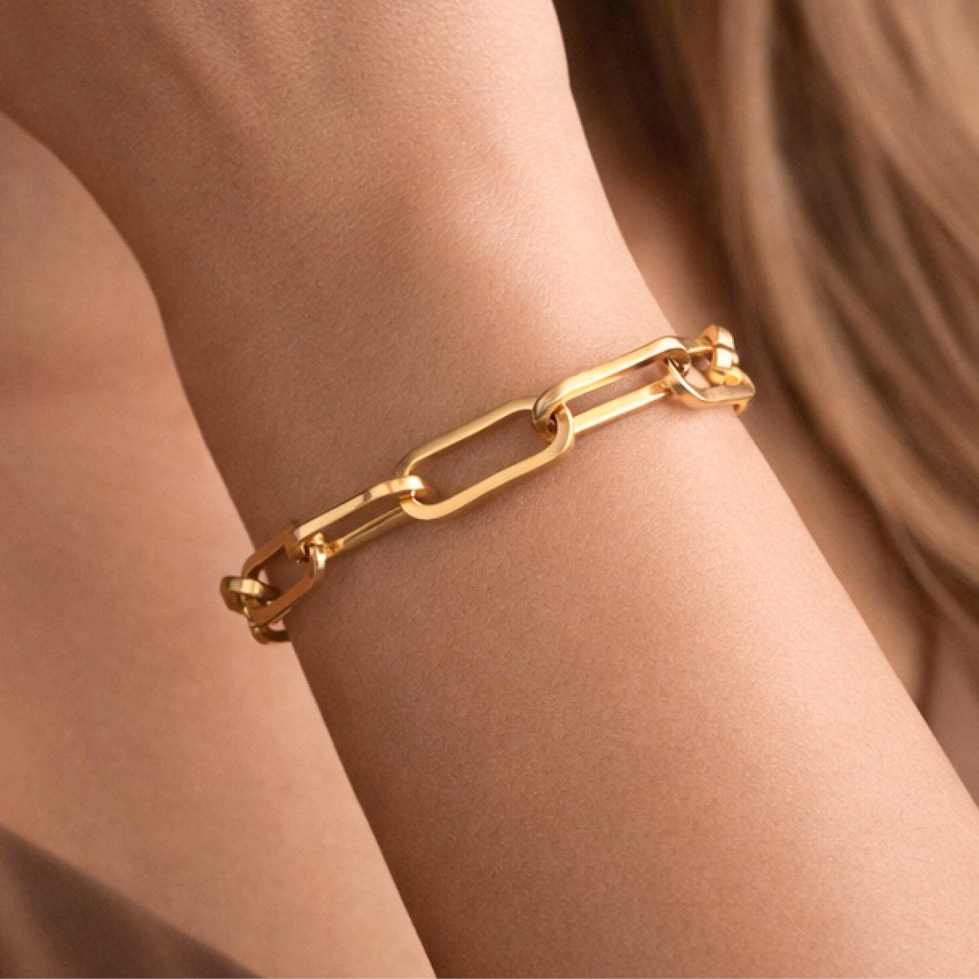 18K Gold PVD Plated Waterproof Stainless Steel Chain Bracelet - 7351