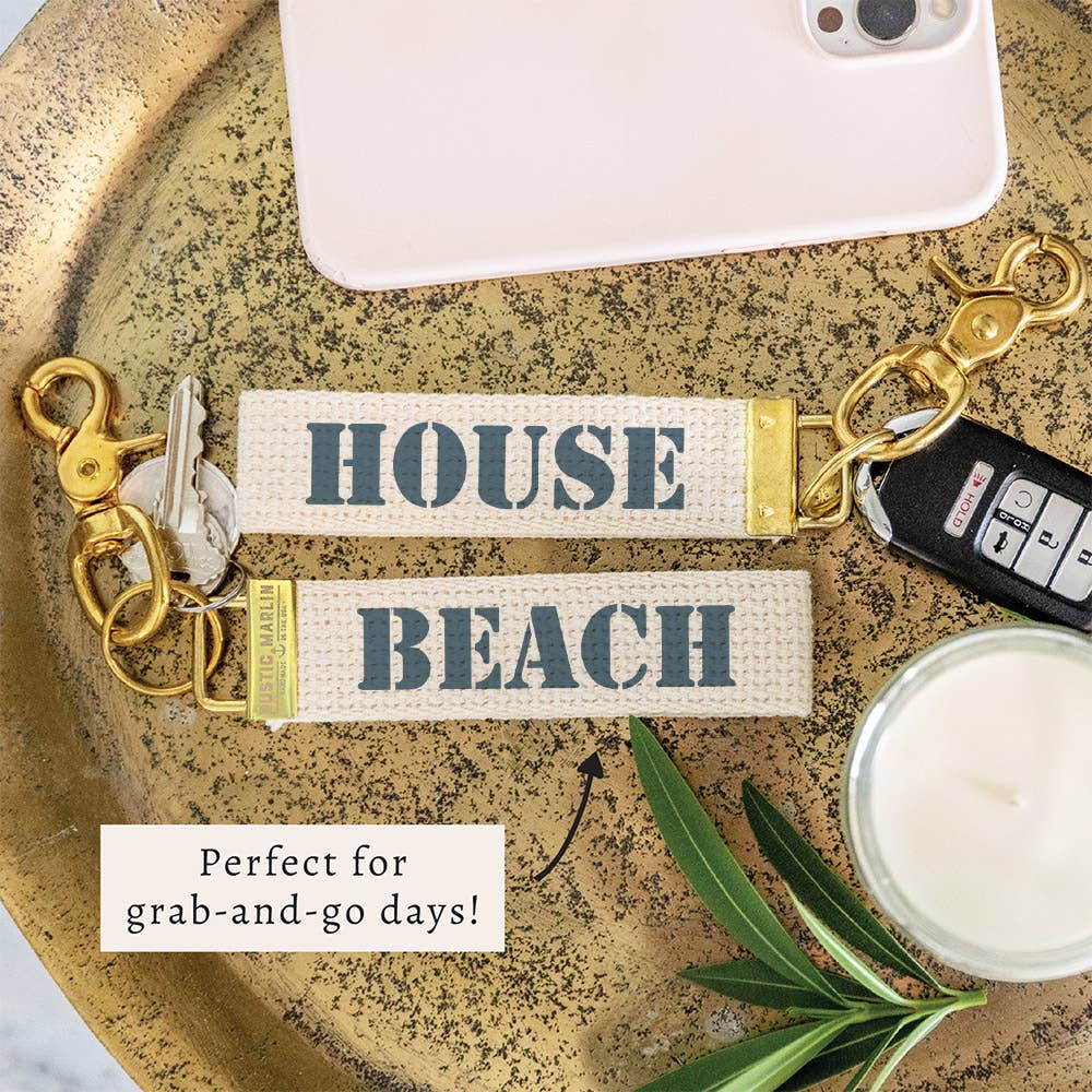 Beach House Grey Blue Keychain