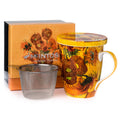 Van Gogh Sunflowers Tea Mug with Infuser & Lid | Art Gift