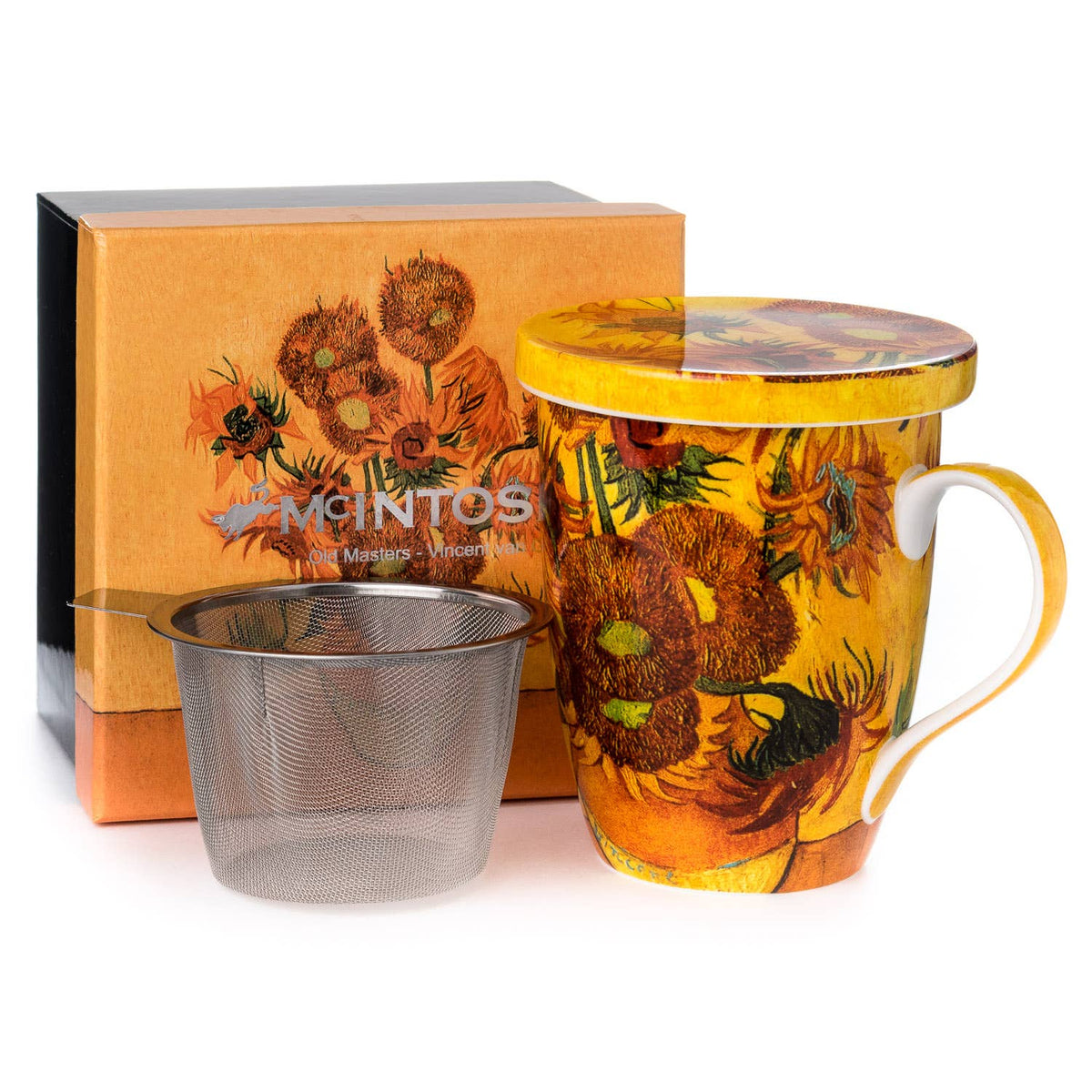 Van Gogh Sunflowers Tea Mug with Infuser & Lid | Art Gift